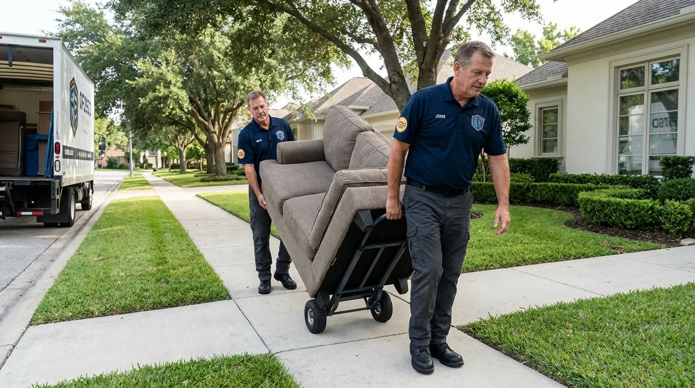 Local residential moving crew loading furniture in Rocky Point, NC